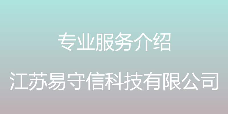 专业服务介绍 - 江苏易守信科技有限公司